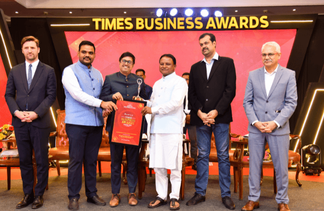 Mr Kalinga Keshari Rath, Managing Director Evos Buildcon Pvt. Ltd. Receiving Times Business Awards 2024